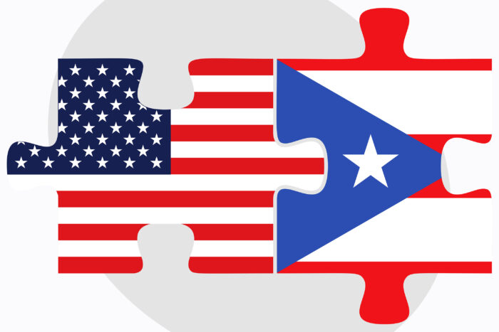 USA and Puerto Rico Flags in puzzle